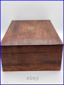 Vintage Wood Cigar Humidor Box White Milk Glass Lined Read Description