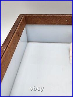 Vintage Wood Cigar Humidor Box White Milk Glass Lined Read Description