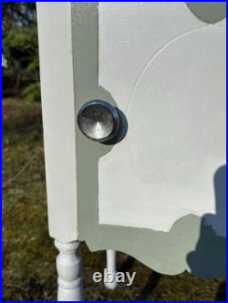 Vintage Wood Cooper Lined Humidor Cabinet Side Table Painted White & Sage Green