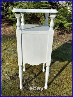 Vintage Wood Cooper Lined Humidor Cabinet Side Table Painted White & Sage Green