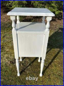 Vintage Wood Cooper Lined Humidor Cabinet Side Table Painted White & Sage Green