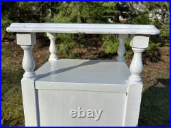 Vintage Wood Cooper Lined Humidor Cabinet Side Table Painted White & Sage Green