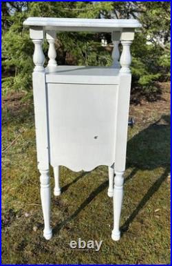 Vintage Wood Cooper Lined Humidor Cabinet Side Table Painted White & Sage Green