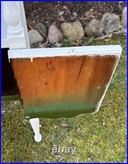 Vintage Wood Cooper Lined Humidor Cabinet Side Table Painted White & Sage Green