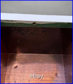 Vintage Wood Cooper Lined Humidor Cabinet Side Table Painted White & Sage Green