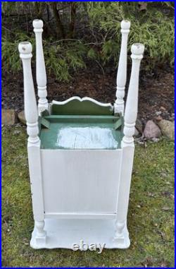 Vintage Wood Cooper Lined Humidor Cabinet Side Table Painted White & Sage Green