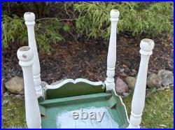 Vintage Wood Cooper Lined Humidor Cabinet Side Table Painted White & Sage Green