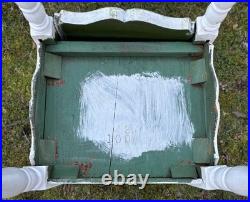 Vintage Wood Cooper Lined Humidor Cabinet Side Table Painted White & Sage Green