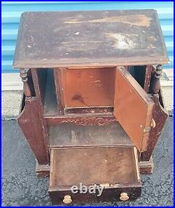 Vintage Wood Copper Lined Tobacco Humidor Cabinet Smoking Table