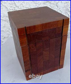 Vintage Wood Cuboid Mid Century Modern Dunhill Cigar Humidor