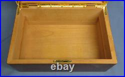 Vintage Wood Locking Humidor Storage Case withInlaid Wood & Tobacco Leaf Box withKey