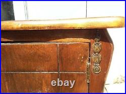 Vintage Wood Side Table Nightstand Humidor Copper Lined Cigar Stand Home Decor