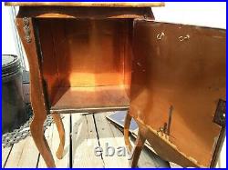 Vintage Wood Side Table Nightstand Humidor Copper Lined Cigar Stand Home Decor