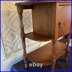 Vintage Wood Side Table withTobacco Humidor Cupboard Copper Foil Lined 24x22x12