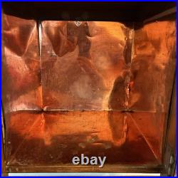 Vintage Wood Side Table withTobacco Humidor Cupboard Copper Foil Lined 24x22x12