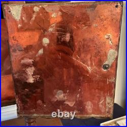 Vintage Wood Side Table withTobacco Humidor Cupboard Copper Foil Lined 24x22x12