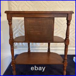 Vintage Wood Side Table withTobacco Humidor Cupboard Copper Foil Lined 24x22x12