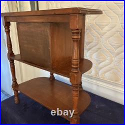 Vintage Wood Side Table withTobacco Humidor Cupboard Copper Foil Lined 24x22x12