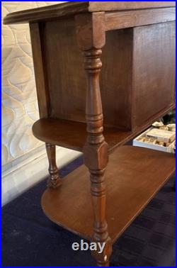 Vintage Wood Side Table withTobacco Humidor Cupboard Copper Foil Lined 24x22x12
