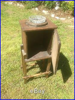 Vintage Wood Smoker Smoking Stand Cabinet Humidor Cabinet Side Table ash tray