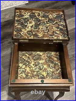 Vintage Wood Smoking Tobacco Table Metal Legs