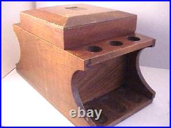 Vintage Wood Tobacco Humidor holds 6 pipes top embellishment is missing 10x5.5