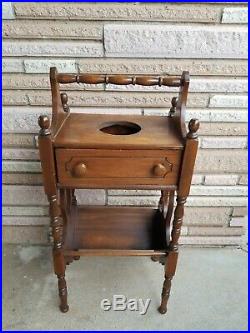 Vintage Wood Tobacco Pipe Cigar Smoking Magazine Stand Humidor Cabinet Table