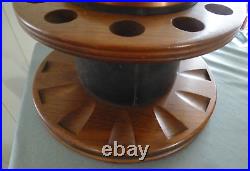 Vintage Wood and Copper PIPE STAND 12 Pipe Stand Copper Insert