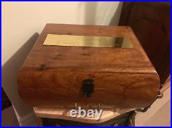 Vintage Wooden Cigar Box with Humidor and lower drawer, Metal Latch