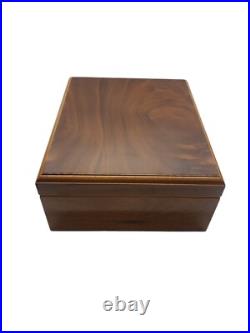 Vintage Wooden Cigar Humidor Box With Hygrometer And Key Lock