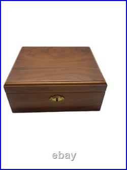 Vintage Wooden Cigar Humidor Box With Hygrometer And Key Lock