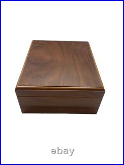 Vintage Wooden Cigar Humidor Box With Hygrometer And Key Lock