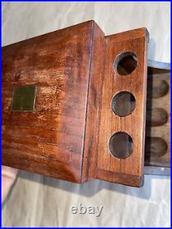 Vintage Wooden Humidor and Pipe Holder For Tobacco Scrimshaw Sailing Ship Wow