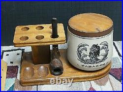 Vintage Wooden Pipe With Indian Transfer Decoration WSchosse (Smoke Jar) Tobacco
