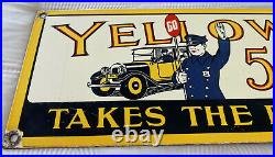 Vintage Yellow Cab 5¢ Cigar Porcelain Sign Tobacco Humidor Pipe Cohiba Gas Oil