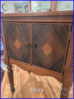 Vintage antique Art Deco wood cigar smoking Table humidor Stand chest