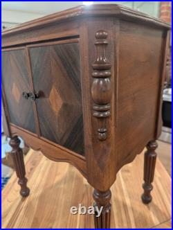 Vintage antique Art Deco wood cigar smoking Table humidor Stand chest