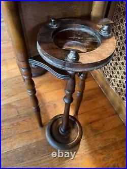 Vintage antique wood cigar smoking Table ashtray humidor Stand chest