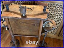 Vintage antique wood cigar smoking Table ashtray humidor Stand chest