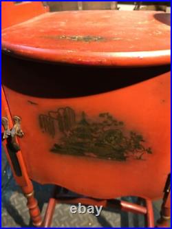 Vtg 1940s Wooden Humidor Smoking/ Table Stand/Metal Lined /Oriental Asian Japan