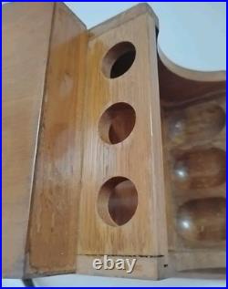 Vtg Alfred Dunhill Wooden Humidor & Pipe Holder With2 Pipes Filters Tool & Stem