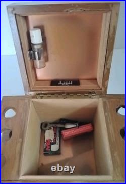 Vtg Alfred Dunhill Wooden Humidor & Pipe Holder With2 Pipes Filters Tool & Stem
