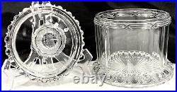Vtg Antique IMPERIAL CUBE CUT Thick Panel Glass Tobacco Humidor Jar & Lid RARE