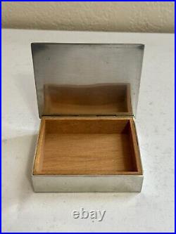 Vtg Antique Just Andersen Denmark Pewter or Silver Plated Wood Lined Humidor