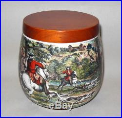 Vtg Ceramic HUMIDOR W Germany Tobacco Jar Hunt Scene Sold by Marshall Field