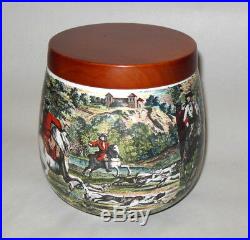 Vtg Ceramic HUMIDOR W Germany Tobacco Jar Hunt Scene Sold by Marshall Field