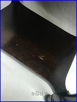 Vtg Dark Wood Table Smoking Stand Green Glass Ashtray Tobacco Copper Humidor