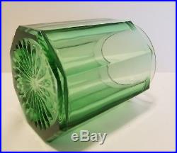 Vtg Elegant Green Depression Glass Tobacco Humidor Jar with Silverplate Pipe Lid