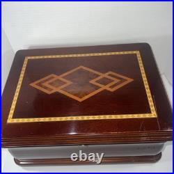 Vtg High Gloss Humidor 120 Cigar Mahogany Wood Cedar Lined 14.5x10.5x7.25No Key