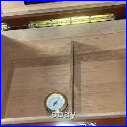 Vtg High Gloss Humidor 120 Cigar Mahogany Wood Cedar Lined 14.5x10.5x7.25No Key